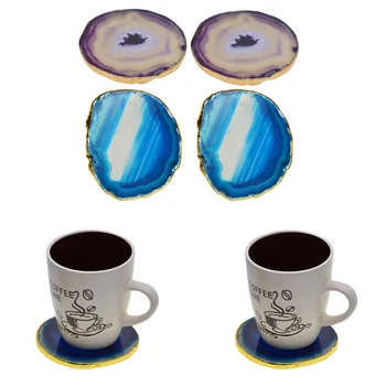

4 Pieces 60-80mm Trimmed Irregular Agate Slice Charms Quartz Crystal Polished Stone Home Decors Ornament Coaster