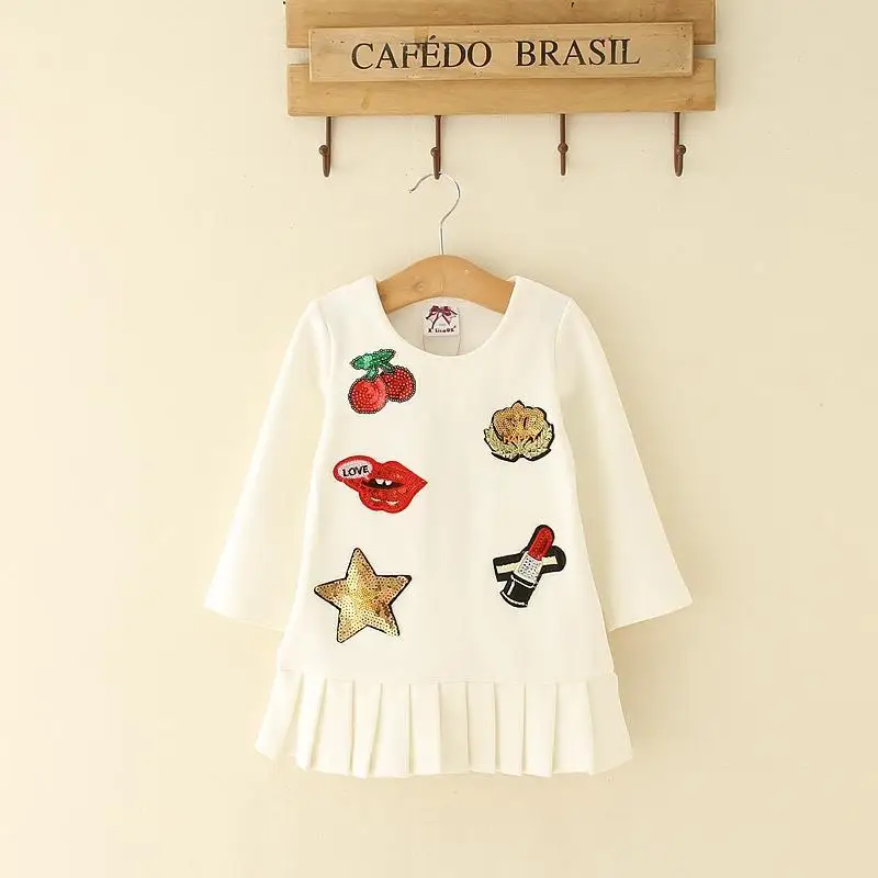 

Kids Girls Sequined Dress 2-6T Princess Girl Full Sleeve Ruffle Dress 2018 Spring Party Wedding Vestidos Infant Children Clothes
