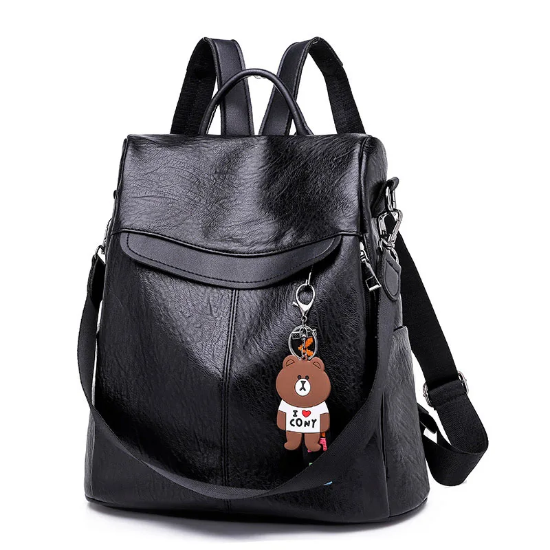 Коричневый женский кожаный рюкзак, школьные сумки для девочек-подростков, повседневный Большой Вместительный Многофункциональный ретро рюкзак XA163H - Цвет: Black