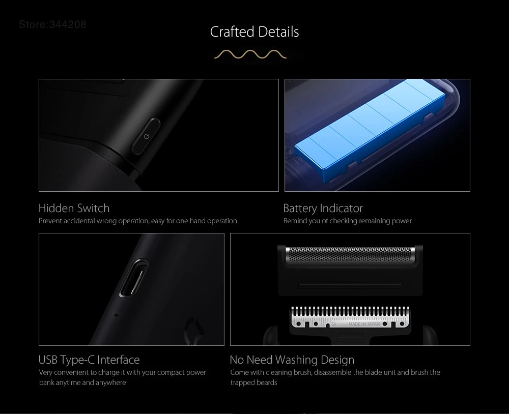 Xiaomi Mijia электробритва Мини Портативная бритва Япония стальная режущая головка металлический корпус usb type-C большая батарея бритье лица