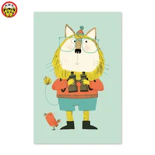 Цифровая картина маслом льва лисы птицы проводника мультфильм diy живопись по номерам изображения пронумерованы с красками изображения пронумерованы