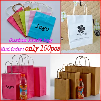 

custom printed gift kraft paper bags/shopping bag/packaging bag 500pcs/lot