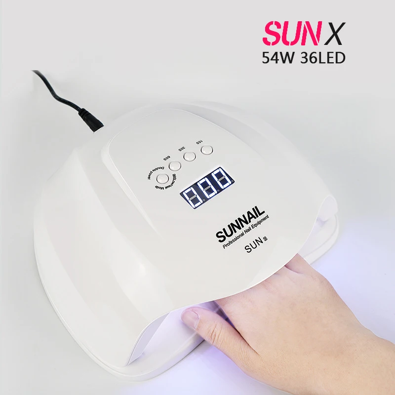 

SUNX 54W UV LED Lamp Nail Dryer 10s/30s/60s/99s Timer LCD Display Nail Lamp EU Plug All Gel Polish Curing Lamp with Bottom