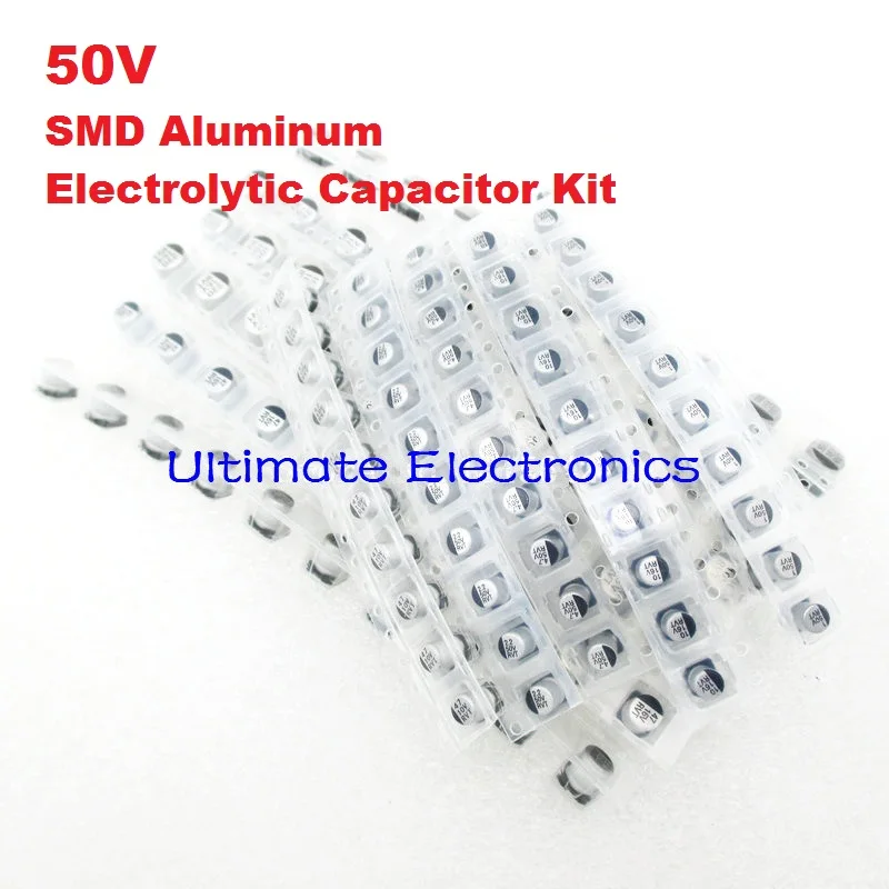 165pcs/lot 11values 0.1uf220uf 50v Smd Aluminum Electrolytic Capacitor