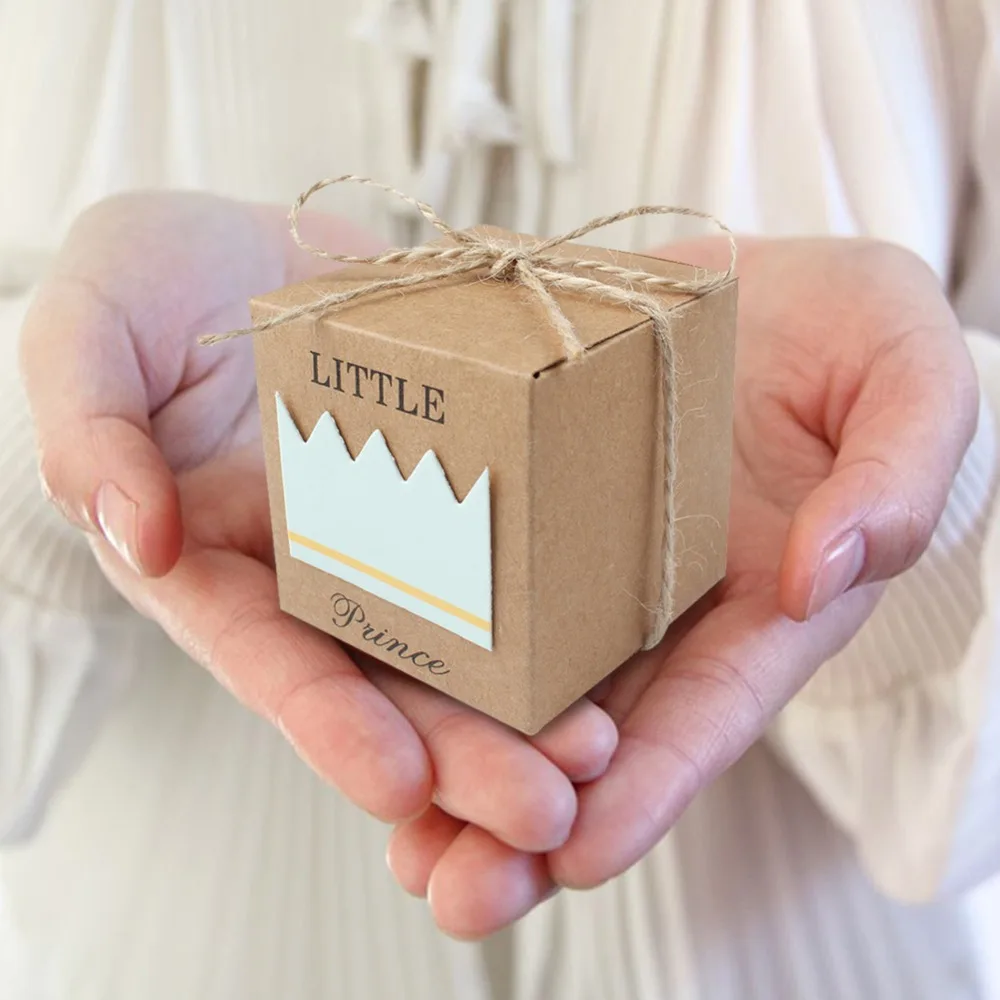 OurWarm 100/20 шт Baby Shower коробка конфет Маленький принц/Принцесса Корона из бумаги подарочная коробка на день рождения вечерние украшения Детские коробки