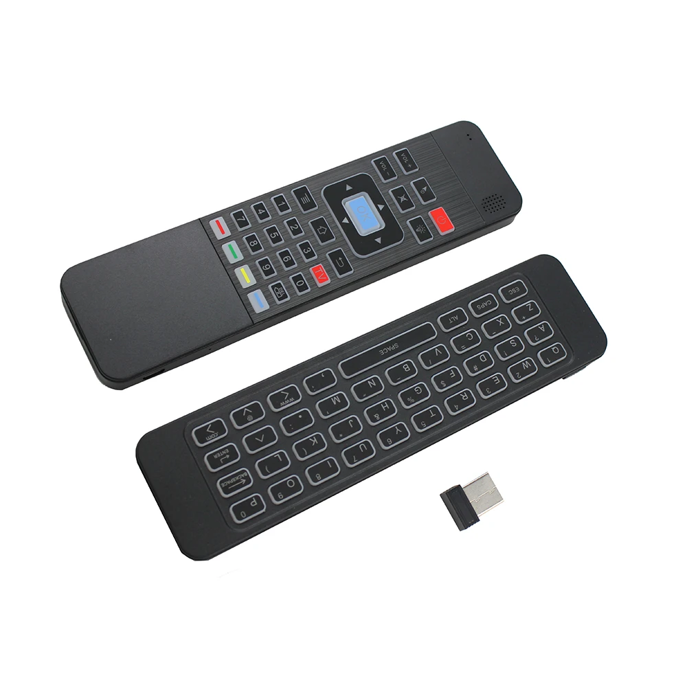 T3 Air Mouse 2.4G Wireless Keyboard 6-Axis Gyro 7 Color Backlit Remote Control with QWERTY Keyboard for PC Android TV Box T3-C T3 Air Mouse 2.4G Wireless Keyboard 6-Axis Gyro 7 Color Backlit Remote Control with QWERTY Keyboard for PC Android TV Box T3-C