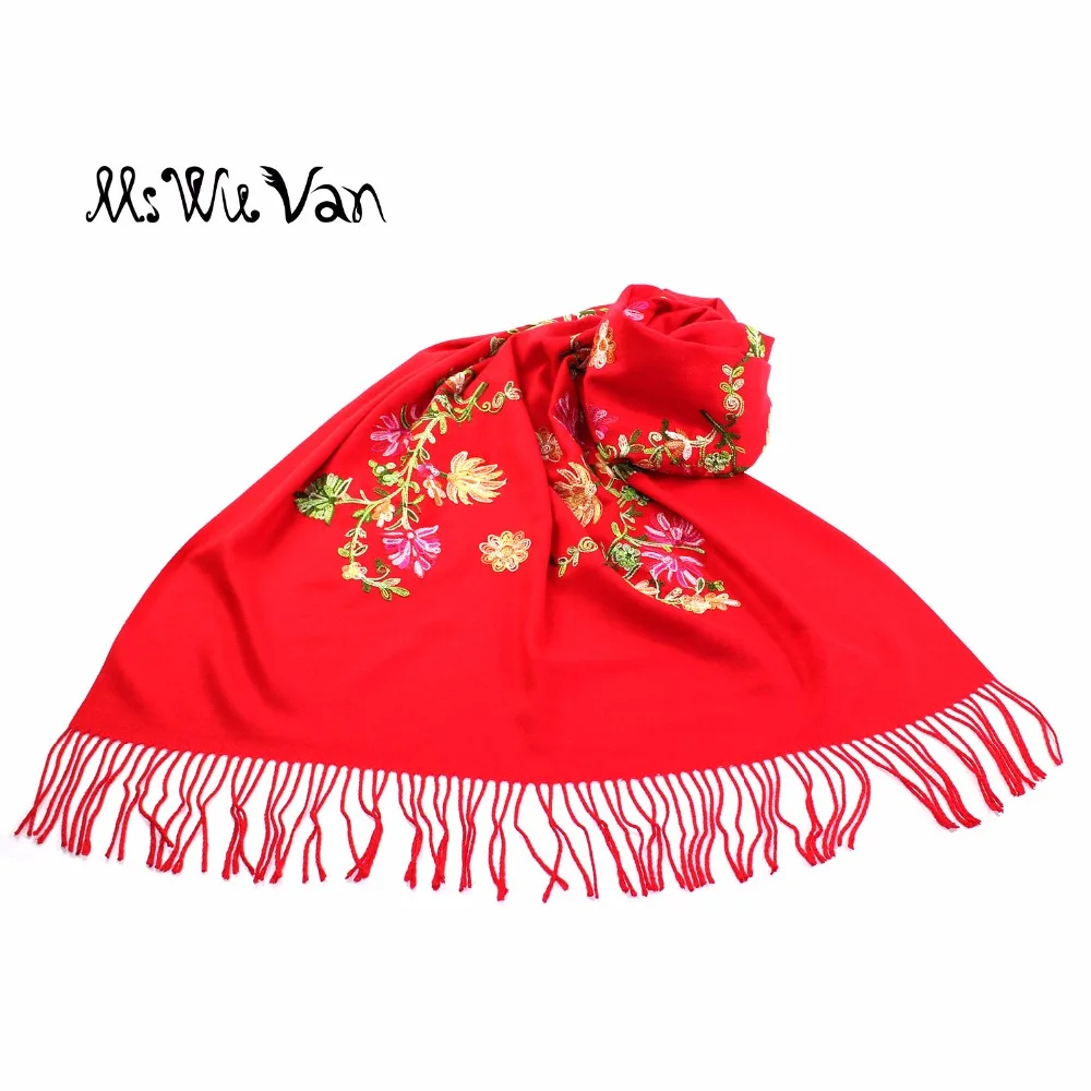 China Floral Embroidery Scarf Winter Women New 2017 Cashmere Scarves
