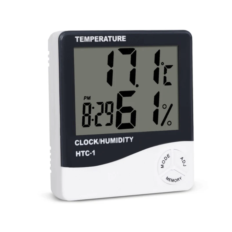 Digital LCD Thermometer Hygrometer Electronic Temperature Humidity Meter Weather Station Indoor Outdoor Tester with Clock Digital LCD Thermometer Hygrometer Electronic Temperature Humidity Meter Weather Station Indoor Outdoor Tester with Clock