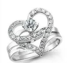 Rings For Women Silver 925 Double Heart Shape Rings Sterling Silver Love Jewelry Zircon Ring Silver Heart Ring