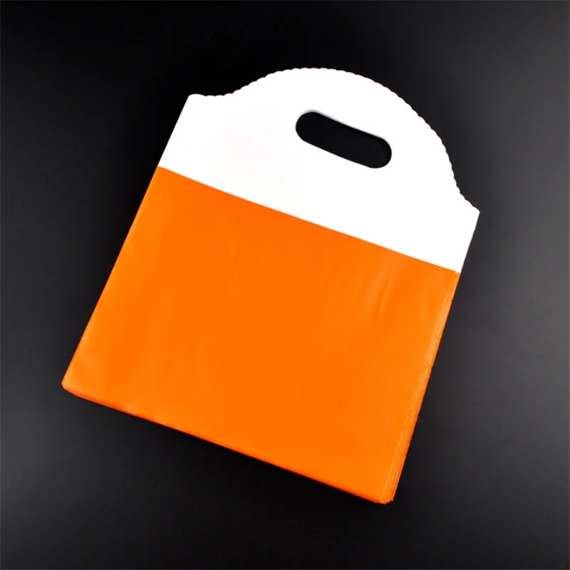100pcs/lot Orange Plastic Bag 18x23cm Christmas Party Favor Jewelry Packaging Gift Bag Plastic