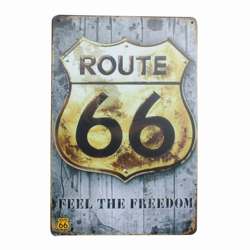HD Route 66 винтажные металлические декоративные пластины железная настенная
