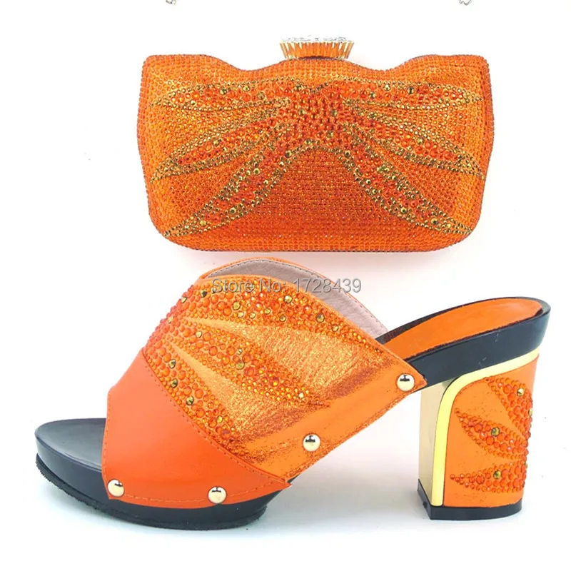 

fashion Italian Shoes with Matching bags For Party african Shoes And Bag Set good quality high heels with crystal, ETH16-65