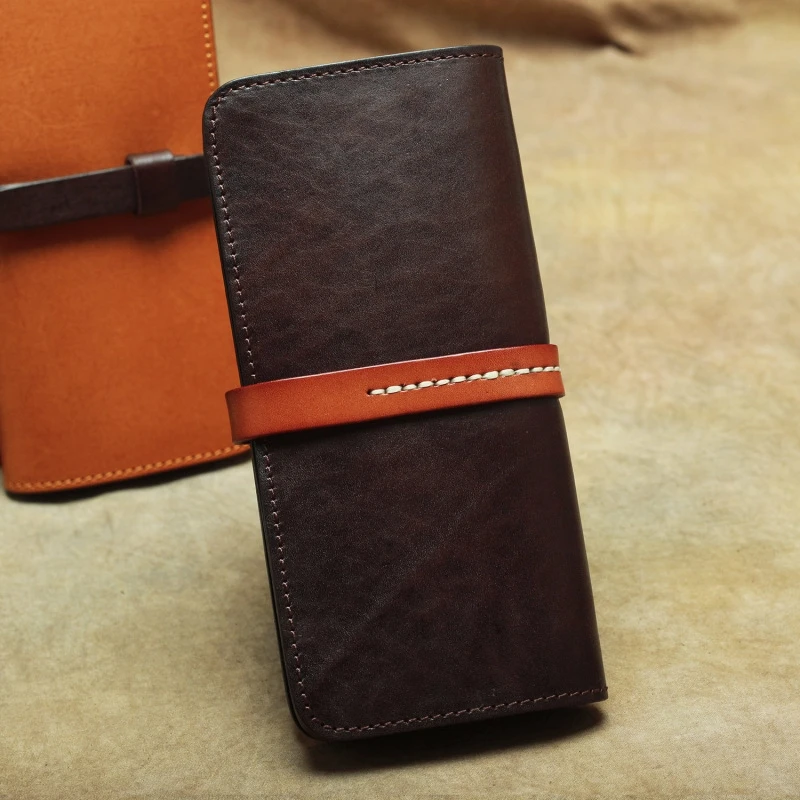 

Retro Vegetable Tanned Leather Handmade Leather Head Suede Leather Wallet Long Wallet Men And Women Walelt