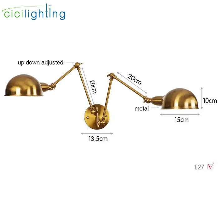 Современный позолоченный настенный светильник Железный регулируемый угол настенные бра для дома/ванной комнаты/спальни/гостиной Декор светодиодный настенный светильник luz