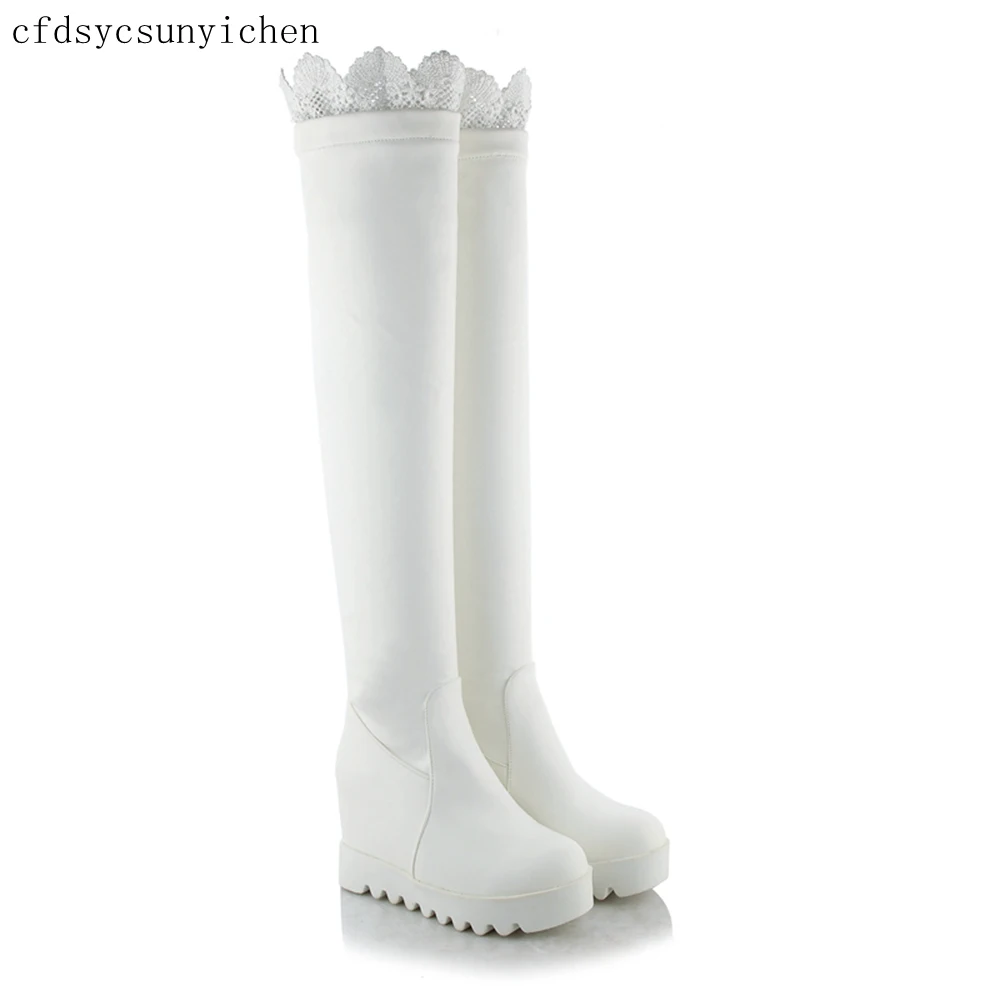 

Brand New Hot Sale Black White Women Over-the- Knee High Boots Ladies Dress Shoes BO-GT-8861 Plus Big Size 10