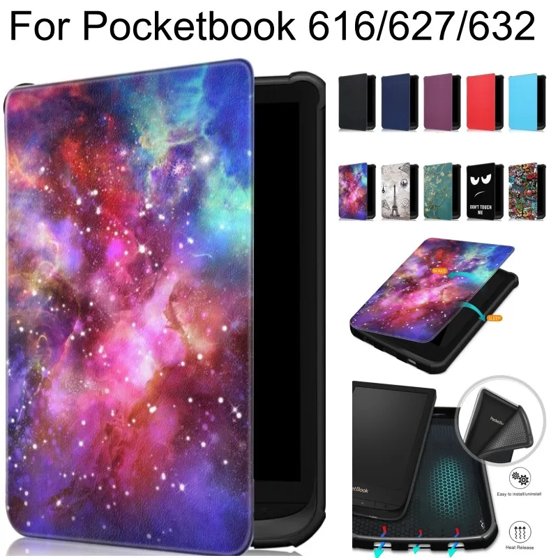 

TPU+Leather Case for Pocketbook 627 616 632 Slim Magnetic Smart Cover for PocketBook Touch Lux 4/Basic Lux 2/Touch HD 3 Case