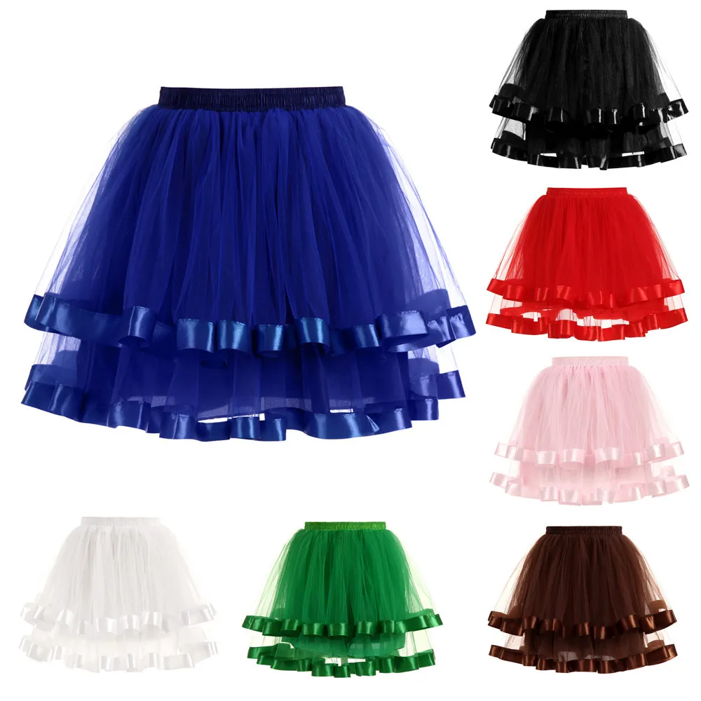 NewHot Product Womens High Quality Pleated Gauze Short Skirt Adult Tutu