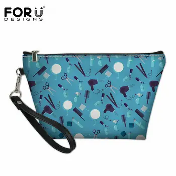 

FORUDESIGNS 3D Barber Printed Small Travel Cosmetic Bag Girls Daily Portable Make Up Bag Ladies Female Fashion Cosmetic Pouch