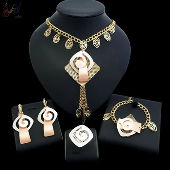 

Free Shipping Yulaili 2017 Top Quality Unique Design Ladies Costume Copper Alloy Gold-color Jewelry Sets