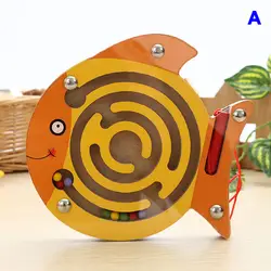 Деревянный магнитный лабиринт головоломка Лабиринт Головоломка игрушка игра Дети раннего обучения FJ88