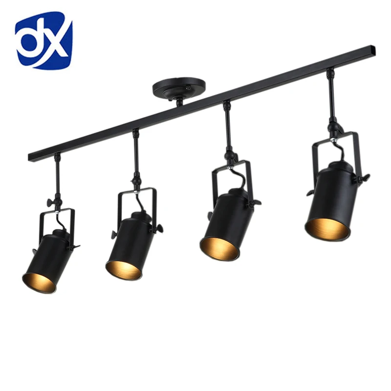DX vintage Loft Ceiling Light 1/2/3/4 heads creative loft track lamp