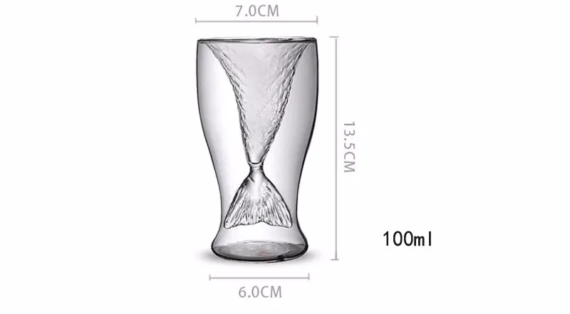 3 стеклянные чашки русалки с двойными стенками для шампанского и коктейля, термостойкие стеклянные чашки для чая и кружки, модные креативные питьевые чашки для бара