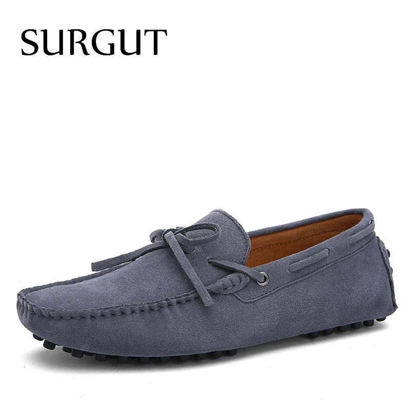 Prix SURGUT Marque Nouvelle Mode D été Printemps Hommes Conduite Chaussures Mocassins En Cuir Véritable Bateau Chaussures Respirant Mâle Casual Appartements Mocassins
