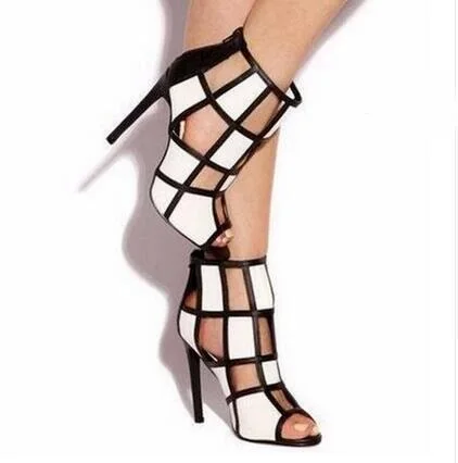 Fashion Black and White Women Shoes Spring Autumn Plaid Cut-Outs Dress High Thin Heels Peep Toe Elegant Pumps Free Ship цена Fashion Black and White Women Shoes Spring Autumn Plaid Cut-Outs Dress High Thin Heels Peep Toe Elegant Pumps Free Ship цены онлайн