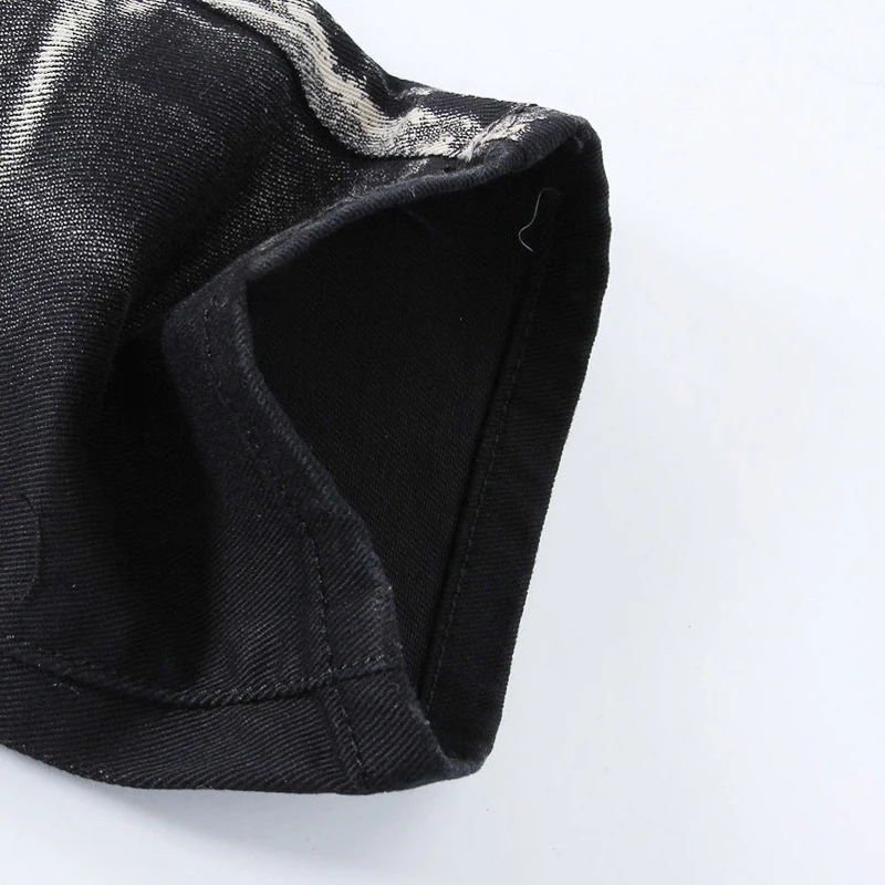 2018 New fashion Men's wolf printed jeans men slim straight Black stretch jeans high quality designer pants nightclubs singers