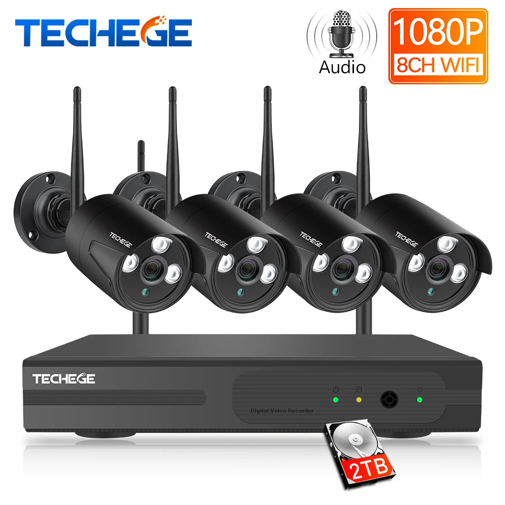 

Techege 8CH Wireless CCTV System 1080P 2MP NVR Waterproof outdoor CCTV Camera IP Camera Security System Video Surveillance Kit