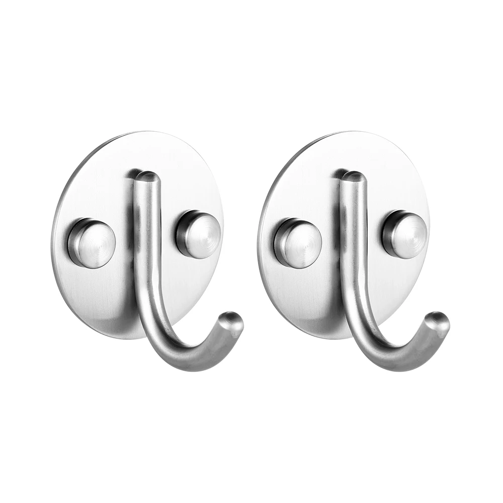 2pcs/set Wall mounted Hooks Holder Stainless Steel Hooks Single Wall