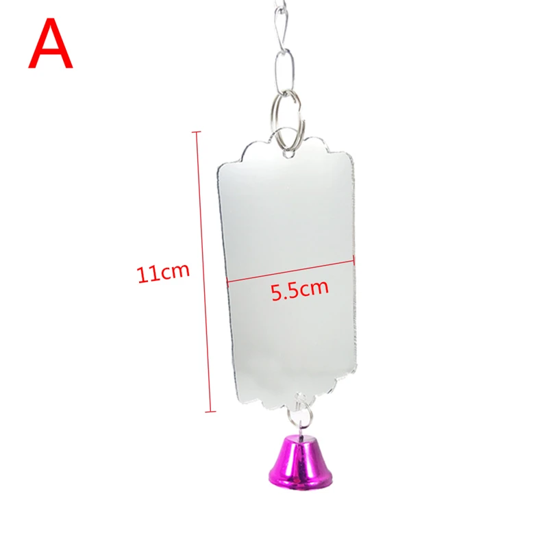 Newest Parrot's Toy Bird Mini Mirror with Bells Colorfulchewing parrot toys hanging Chewing cage accessory Color Ramdom1 Pcs|parrot toys|birds toy