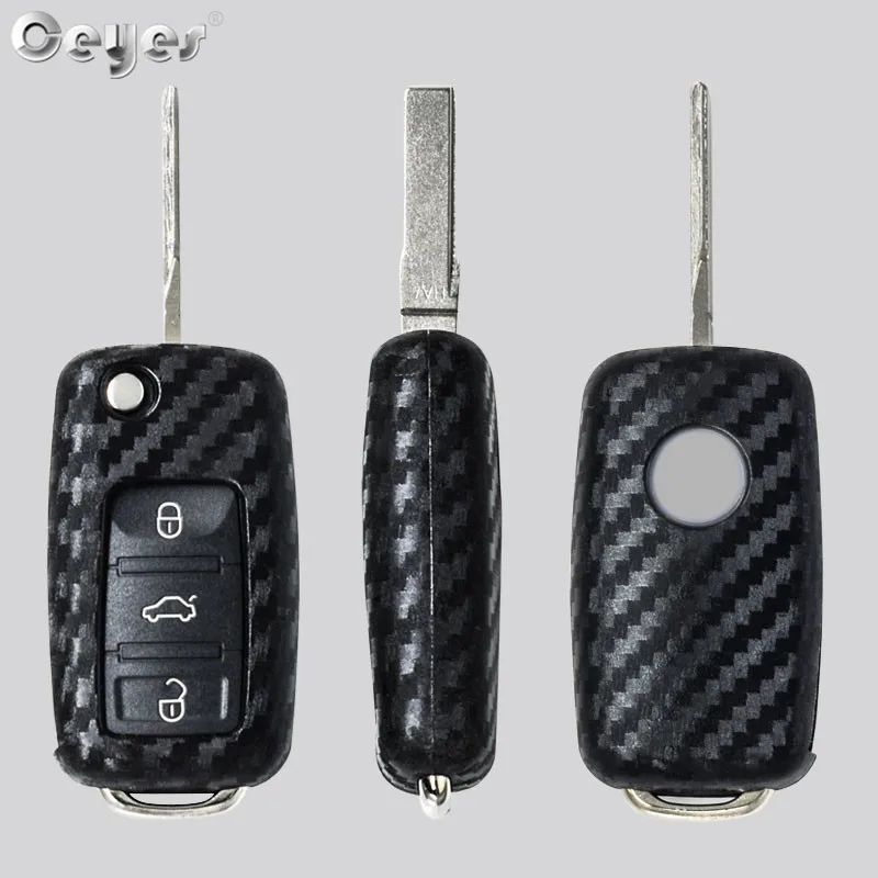 Car Styling Auto Silicone Key Case For Volkswagen Polo Tiguan VW Passat For Skoda Cover Car-Styling Carbon Fiber Accessories key case key case cover