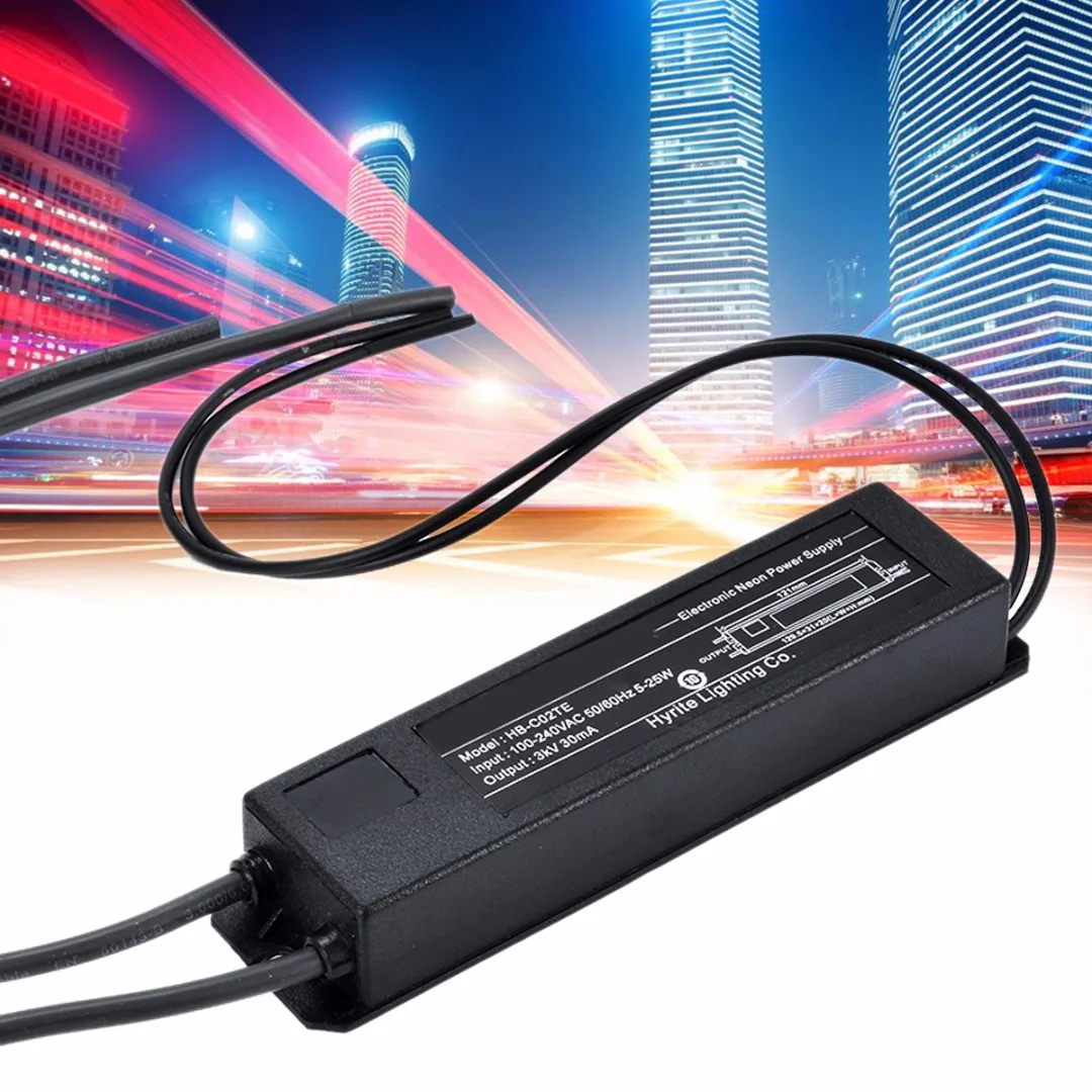 Neon Light Sign Electronic Neon Transformer Power Supply with Wire Cable HB-C02TE 3KV 30mA 5-25W High Quality