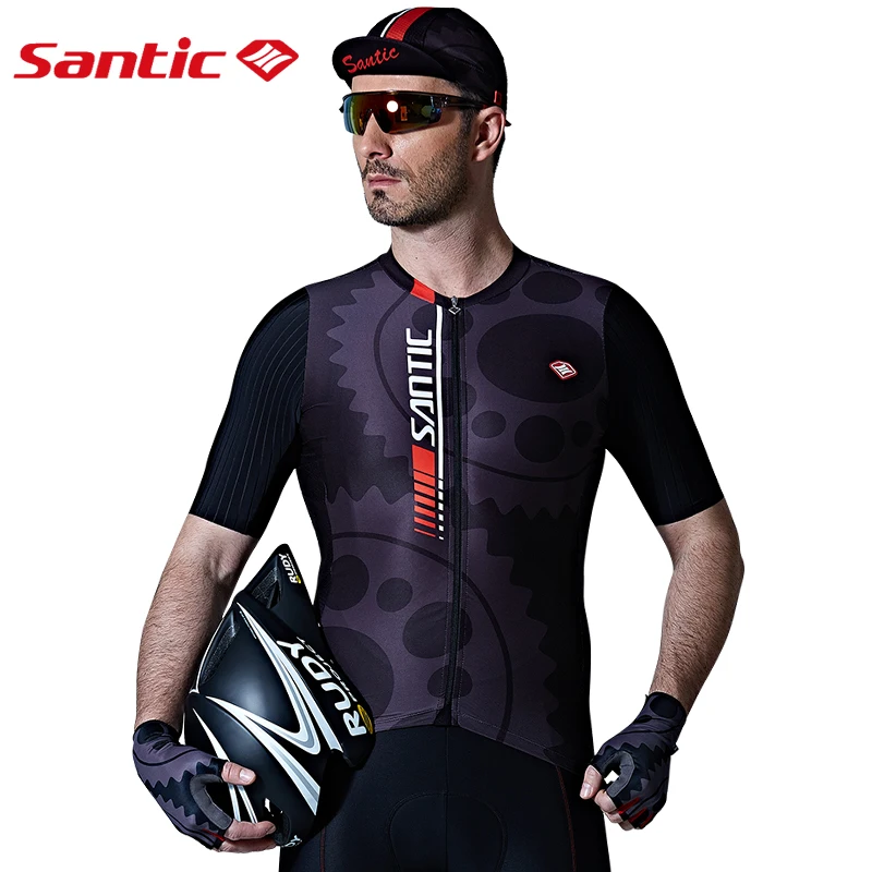 

Santic Men Cycling Jersey Short Sleeve Pro Fit Top SANTIC N-FEEL Antislip Silica Hem Road Bike MTB Short Sleeve Riding Shirt