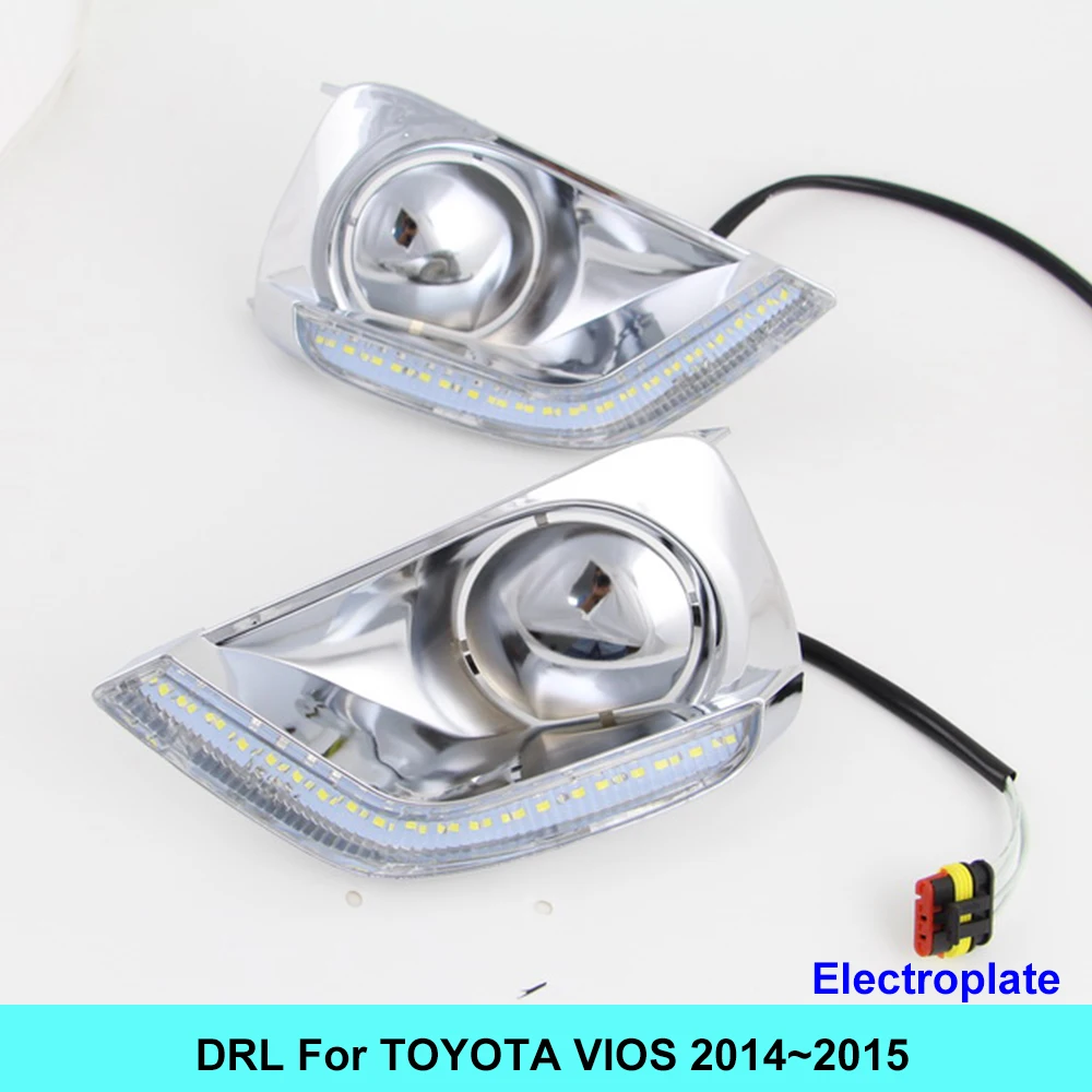 NEW Car DRL kit for TOYOTA VIOS 2014 2015 LED Daytime Running Light bar Turn Signal fog auto