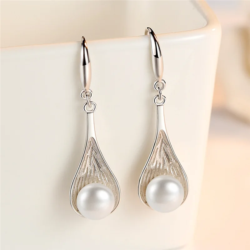 Classic 925 sterling silver Pearl Stud Earring Sweet Earrings For Women Prom korea Jewelry kolczyki oorbellen pendientes