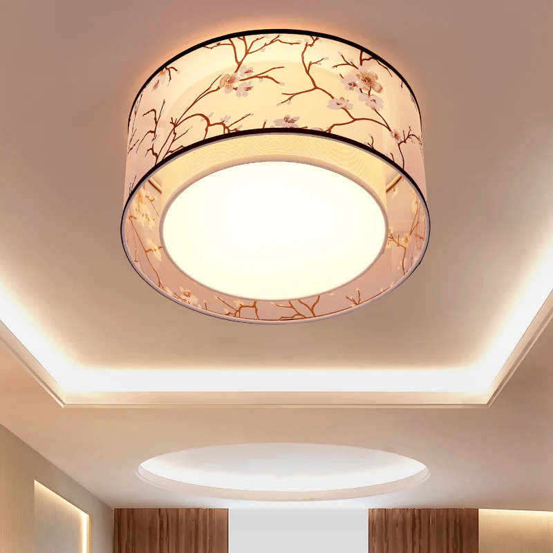 

Modern Square / Round Fabric Cloth Led Ceiling Light Atmosphere Fabric & Iron Lampshade for Living Room.Bedroom Lighting Fixture