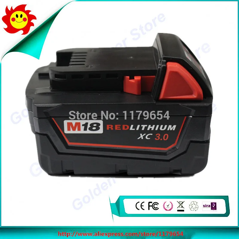 

High Capacity 18V 3000mAh/3.0ah Li-Ion Replacement Power Tool Battery for Milwaukee M18 XC 48-11-1815 M18B2 M18B4 M18BX Li18
