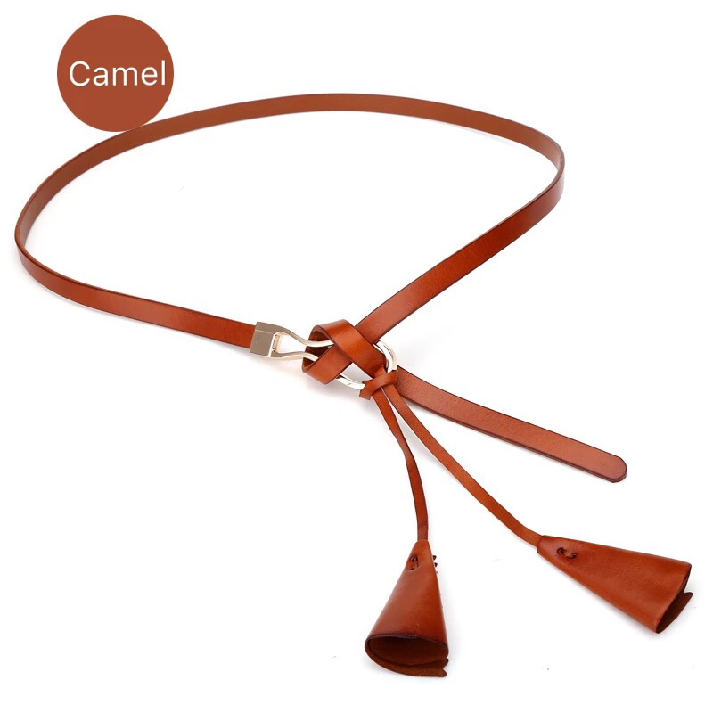 Camel Новое Женское платье декоративный пояс тонкая секция Повседневная мода кисточкой Дамский Пояс Кожаный Ремень 5 цветов - Цвет: Camel