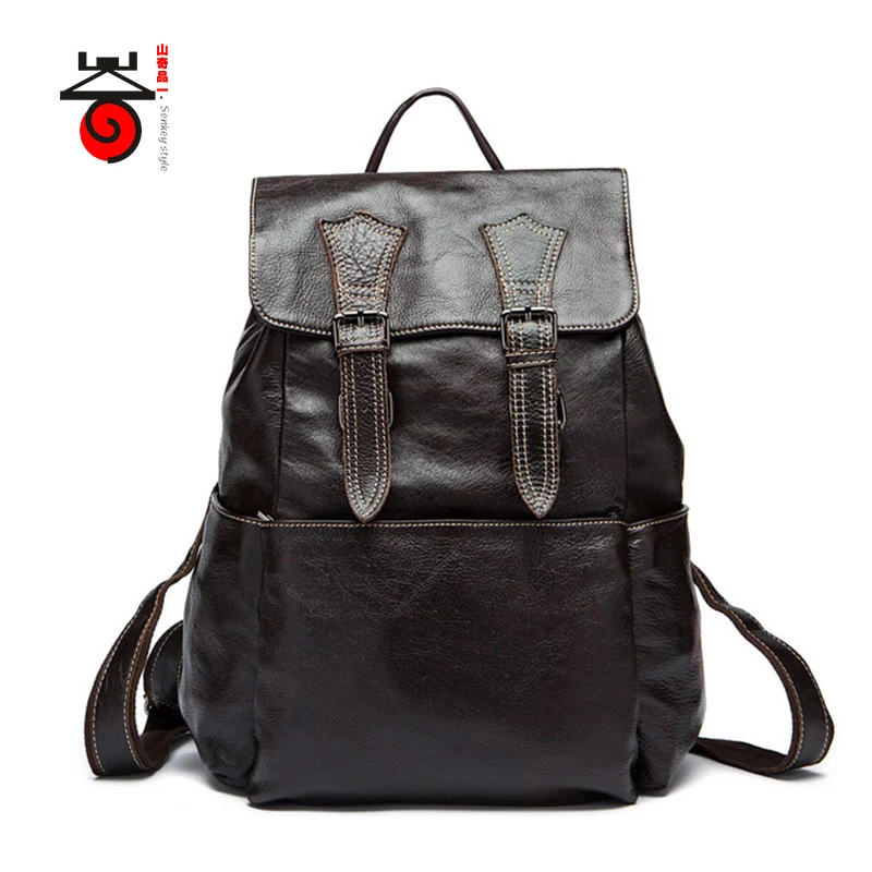 Senkey style 2017 Genuine leathe High Quality business bag men travel font b backpack b font