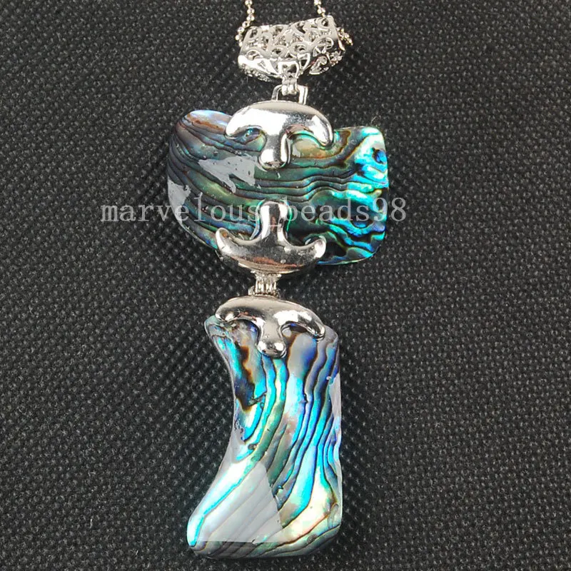 

Free Shipping Beautiful jewelry Natural New Zealand Abalone Shell Art Pendant Bead with chain MC3447