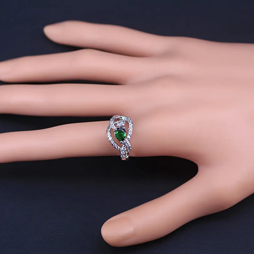 Зеленые камни белый циркон для женщин серебро 925 ювелирные наборы серьги/кулон/ожерелье/кольца/браслеты для невесты набор коробка