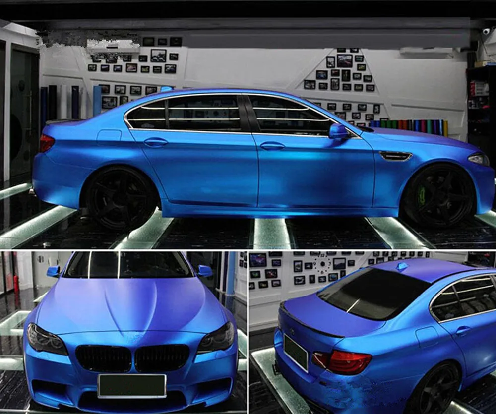 - Blue Auto Car Styling Body Electro Coating Change Color Film Chrome Plating New Satin Chrome Vinyl Wrap Sticker Decal 152X5M