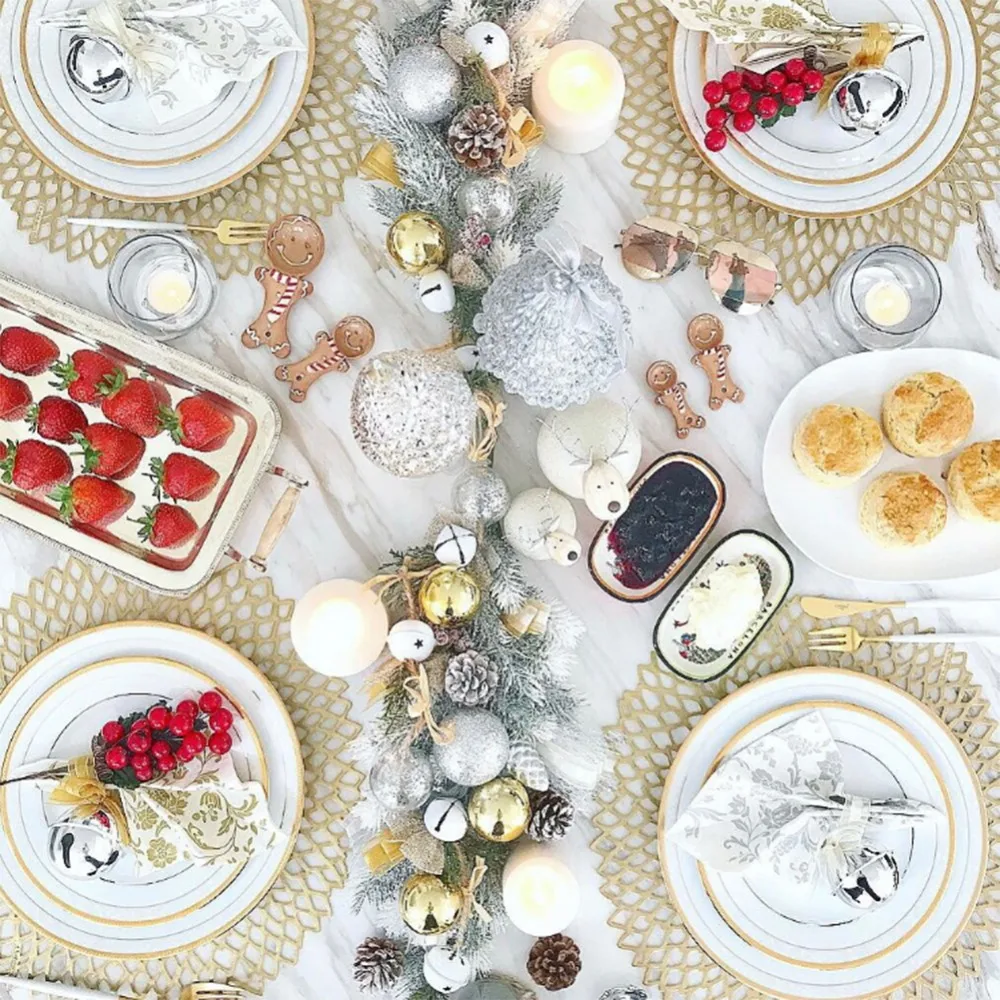 

Placemats Gold Silvery Round Kitchen PVC Table Mats for Dining Table Drink Coasters Set Coffee Cup Pad Hotel Restaurant