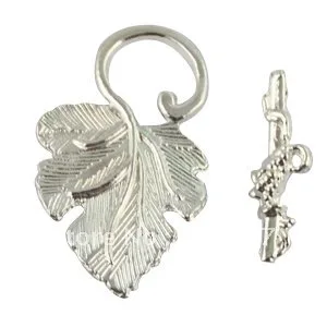 30 комплектов застежки с большими листьями A5108SP|toggle clasp|silver plateleaf clasp |