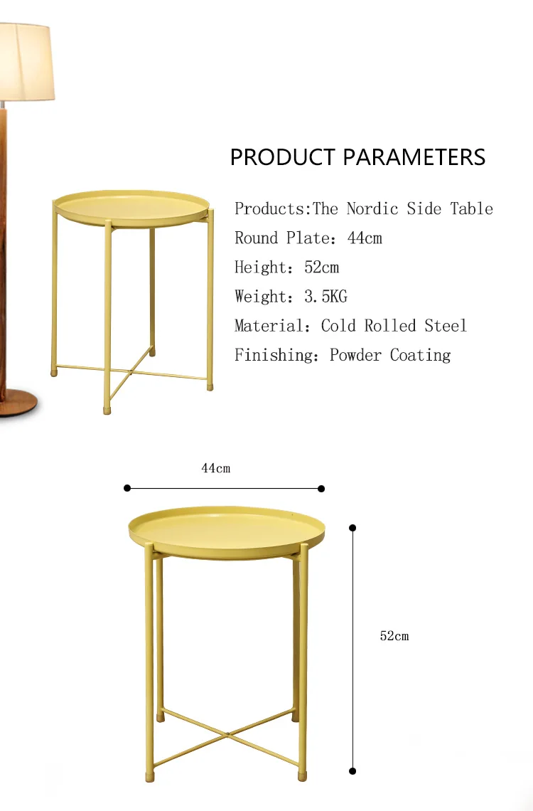 Simple Modern Living Room Industrial Style Iron Metal Coffee Table Small Round Table (4)