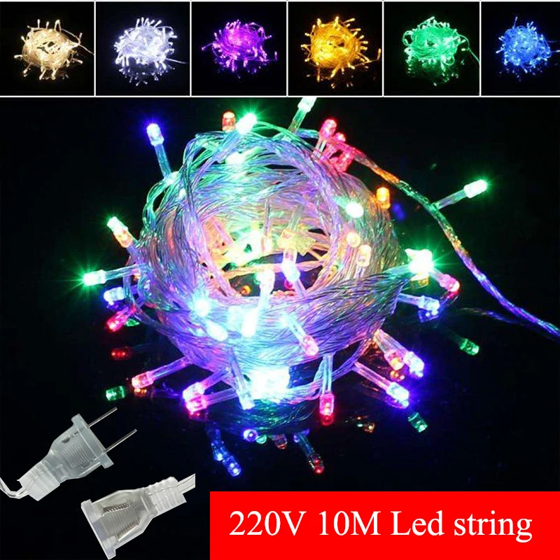 

Holiday Outdoor 100 LED 10M LED String Light waterproof LED Christmas Wedding Decorations White RGB 220V EU US Plug