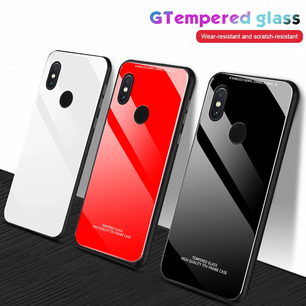 

xiaomi Redmi Note 6 Note 5 Case Candy Color Mirror Tempered Glass Case on for xiaomi Redmi Note 5 Note 6 note6 note5 Cases Cover