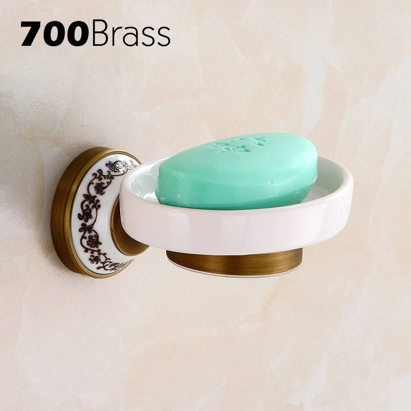 

Wholesale And Retail Antique Brass Bathroom Soap Dish Wall Mounted Ceramic Base Soap Dish Bathroom Accessories European Style